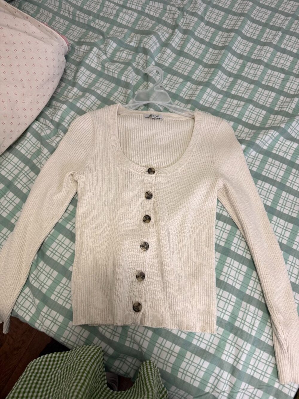 Madewell Ribbed Button Front Cardigan Sweater Cream Size Medium